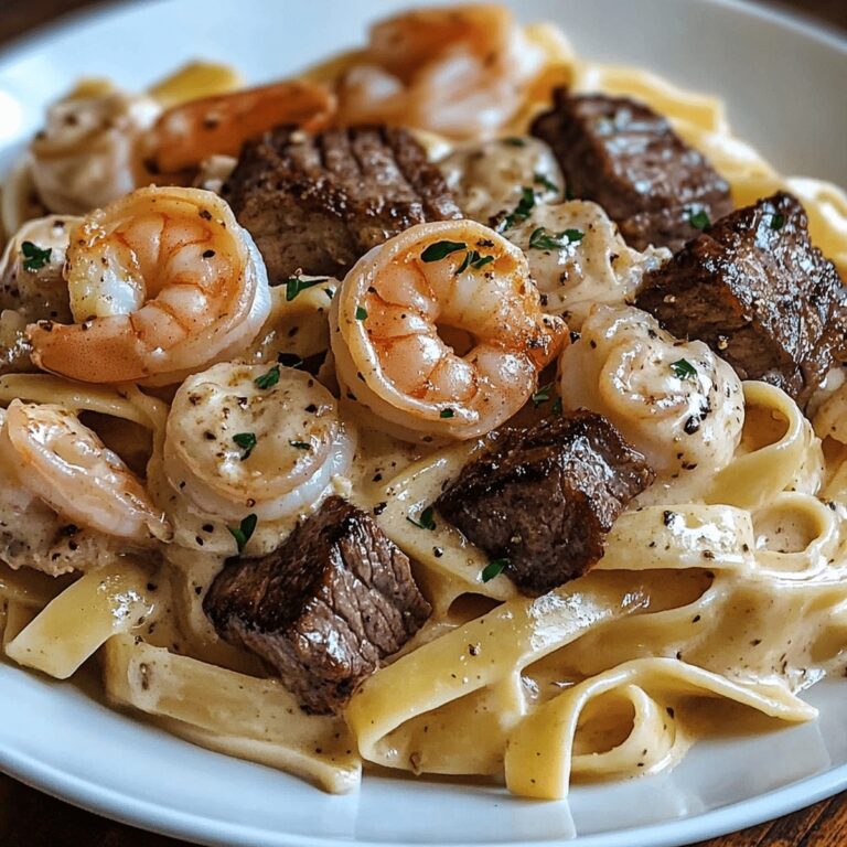 Cajun Shrimp and Steak Alfredo Pasta Recipe