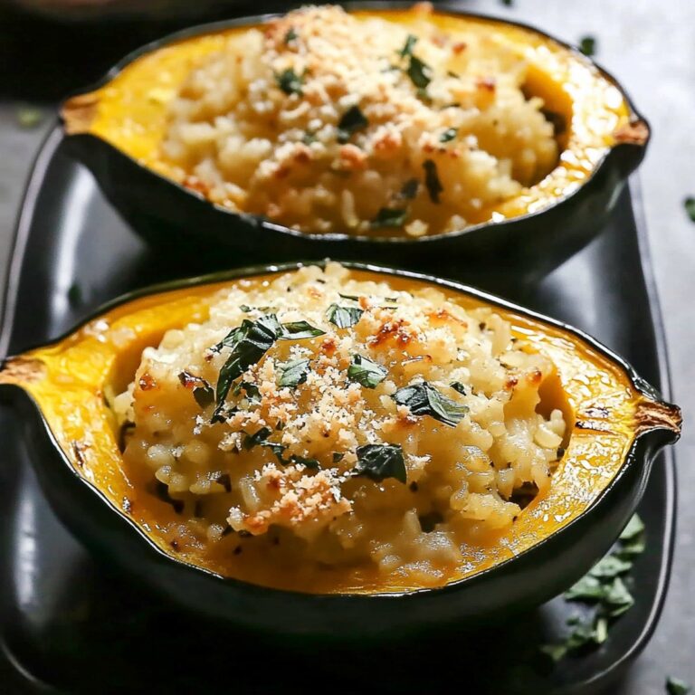 Cheesy Rice-Stuffed Acorn Squash Recipe