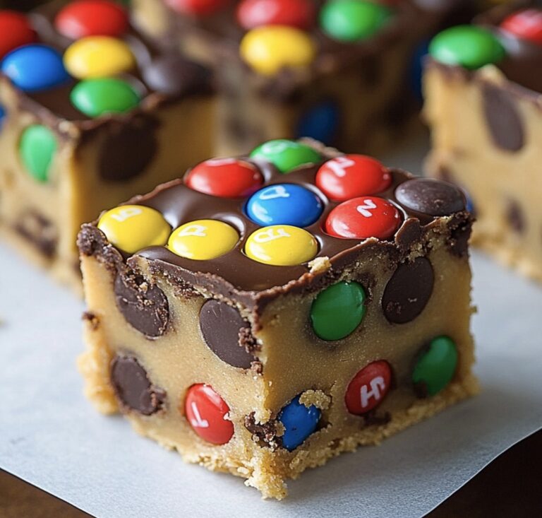 No-Bake M&M Cookie Dough Bars Recipe