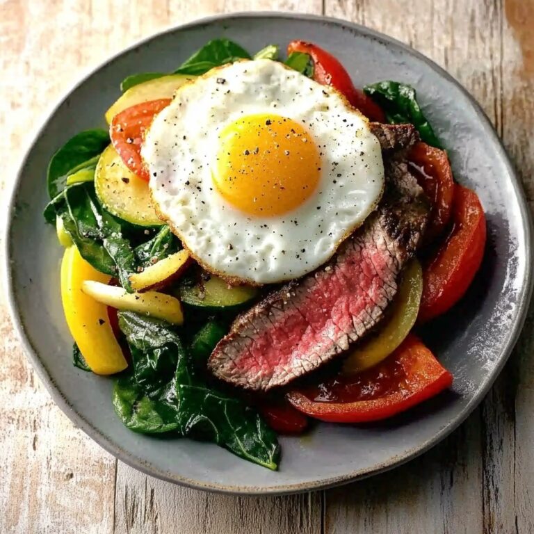 Vegetable, Steak and Eggs Recipe