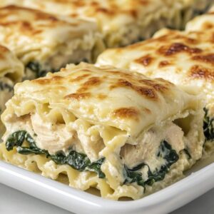 Creamy Chicken Alfredo Lasagna Rolls With Fresh Spinach Recipe