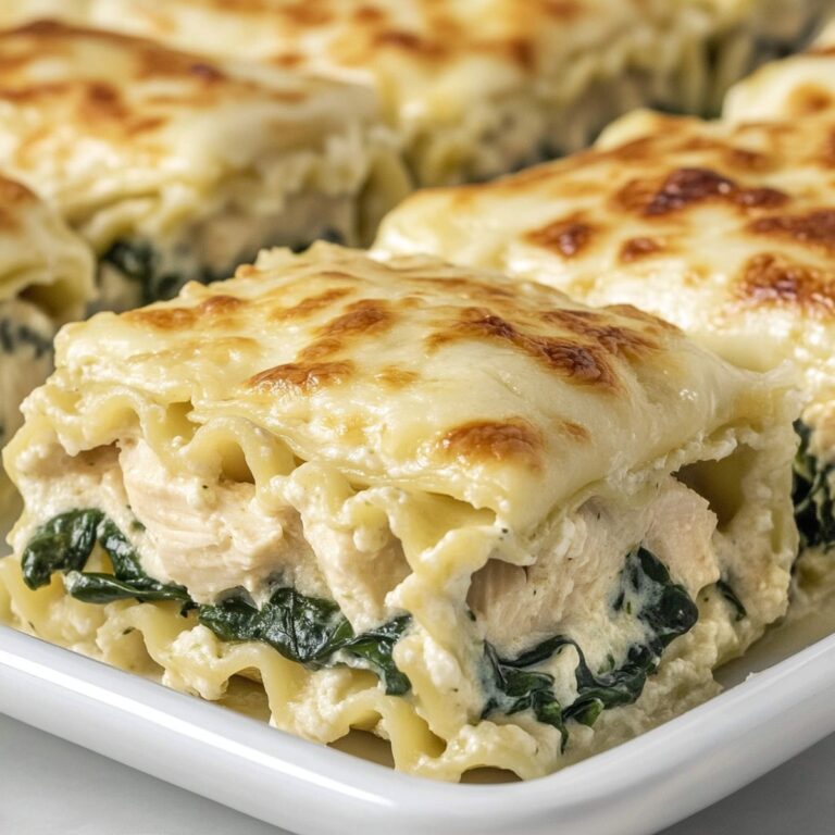 Creamy Chicken Alfredo Lasagna Rolls With Fresh Spinach Recipe