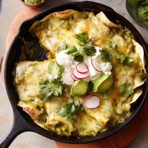 Spicy Green Chile Chicken Skillet Enchiladas Recipe