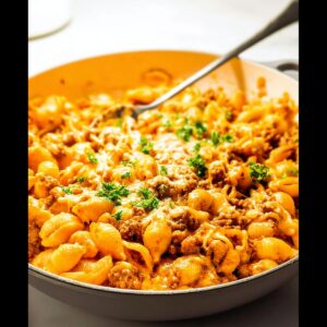 Hearty One Pot Cheesy Beef and Shells Recipe