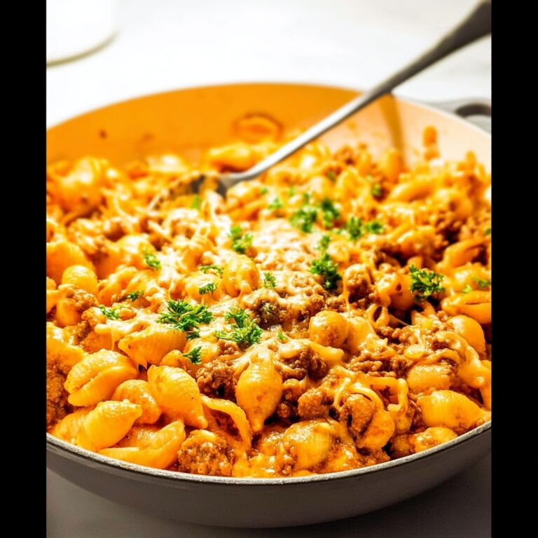 Hearty One Pot Cheesy Beef and Shells Recipe
