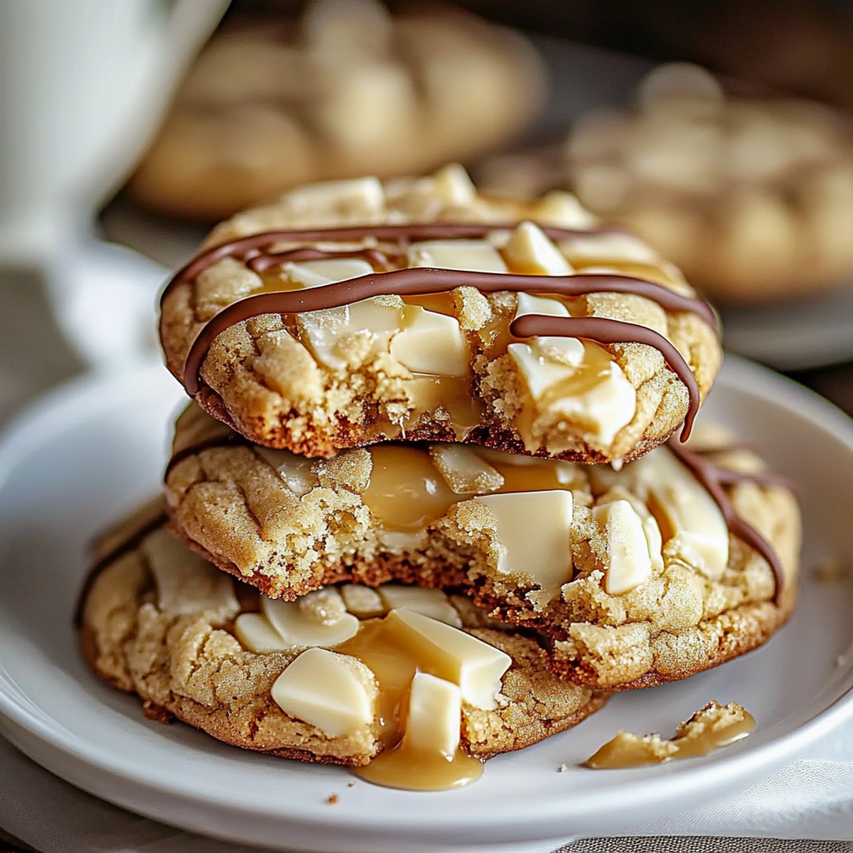 White Chocolate Caramel Drizzle Cookies Recipe