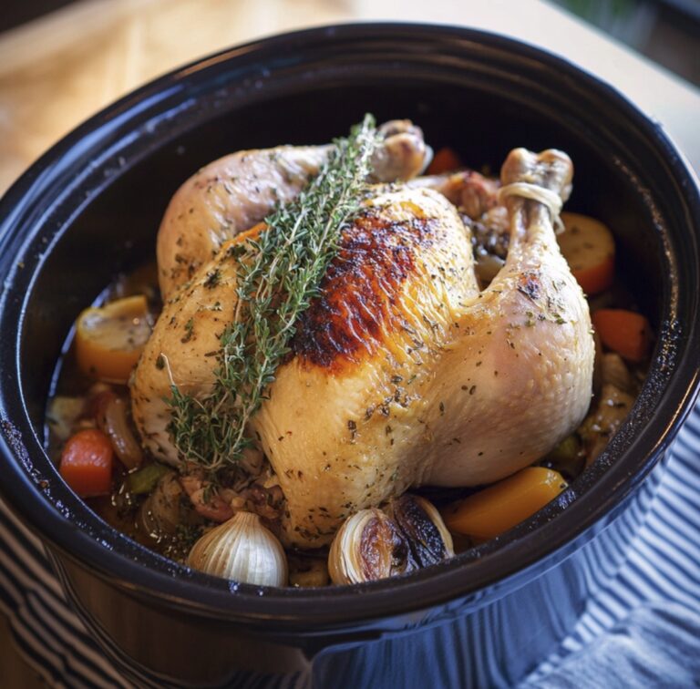 Tender Slow Cooker Whole Chicken with Garlic Recipe