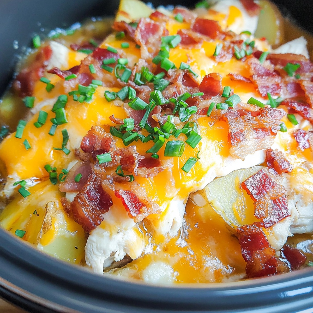 Cheddar Bacon Ranch Slow Cooker Chicken and Potatoes Recipe