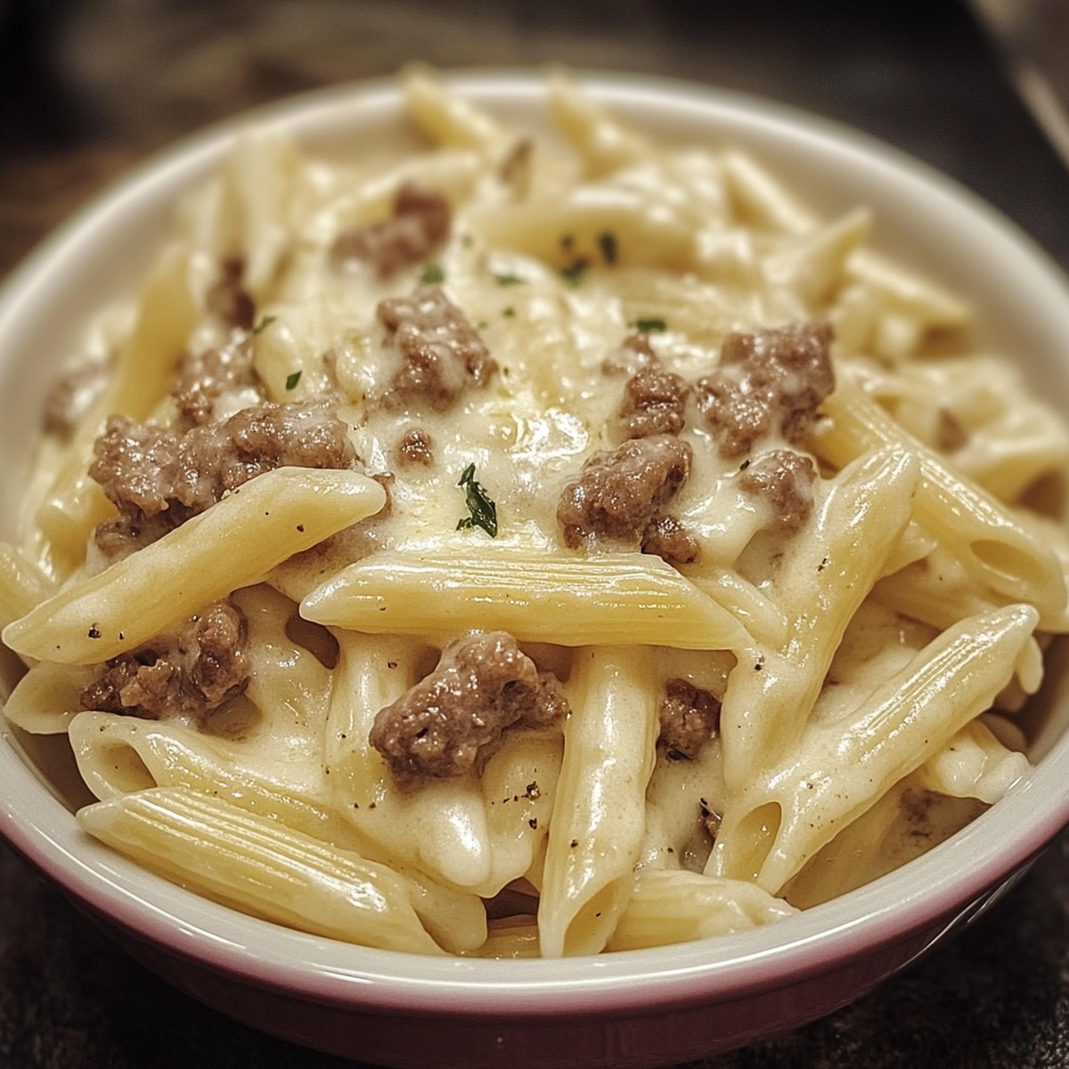 Cheesy Beef Alfredo Pasta Delight Recipe