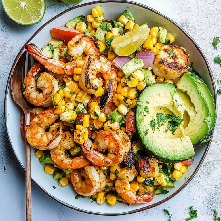 Avocado Corn Salad with Grilled Shrimp Recipe