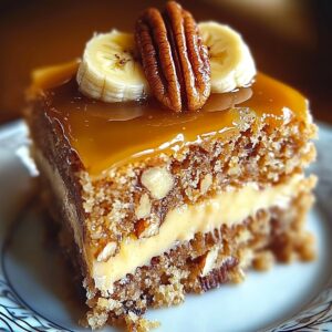 Decadent Caramel Banana Pecan Cake Recipe