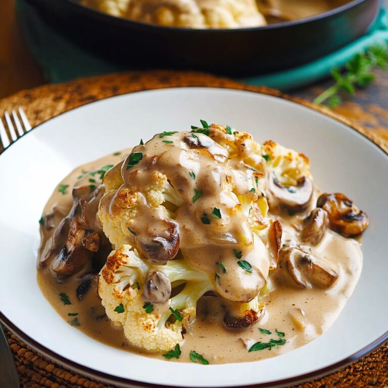 Roast Head of Cauliflower in Creamy Mushroom Sauce Recipe