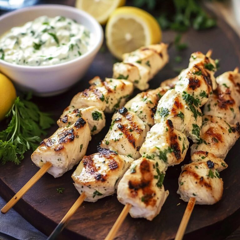 Greek Lemon Chicken Skewers with Tzatziki Sauce Recipe
