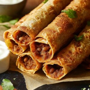 Crispy Bean & Cheese Taquitos Recipe