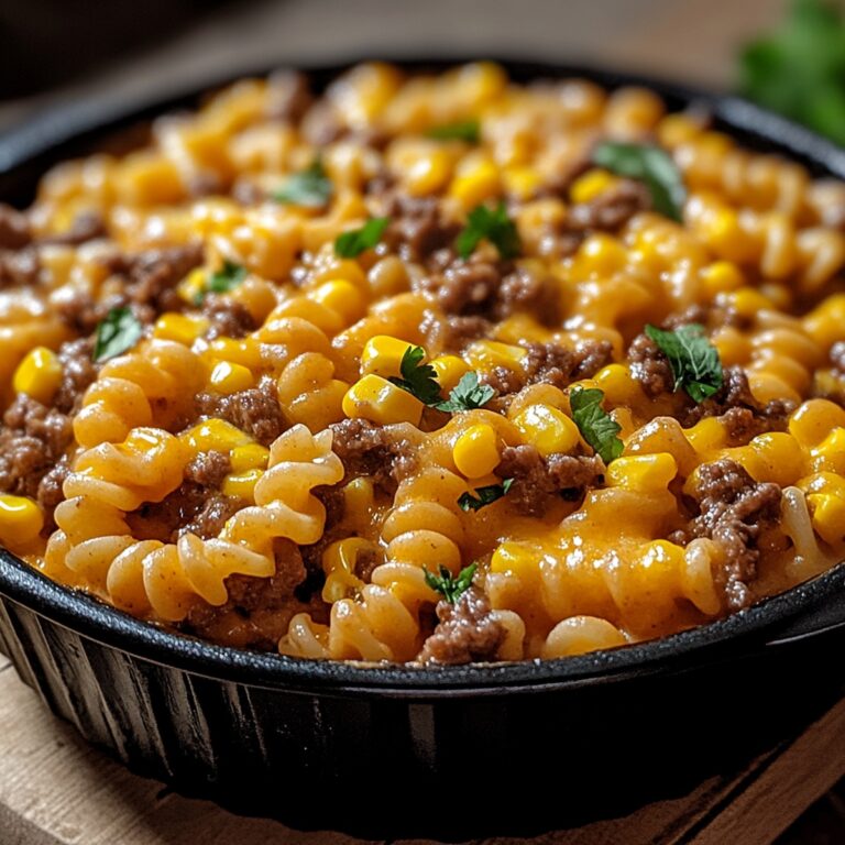 Loaded Cheddar Ranch Beef and Sweet Corn Rotini Bake Recipe