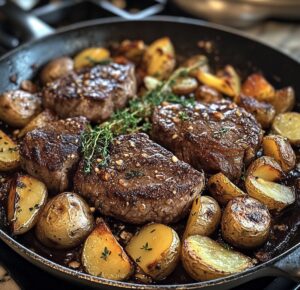 Sizzling Garlic Butter Steak and Potatoes Skillet Recipe