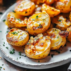 Easy Crispy Crushed Garlic Potatoes Recipe