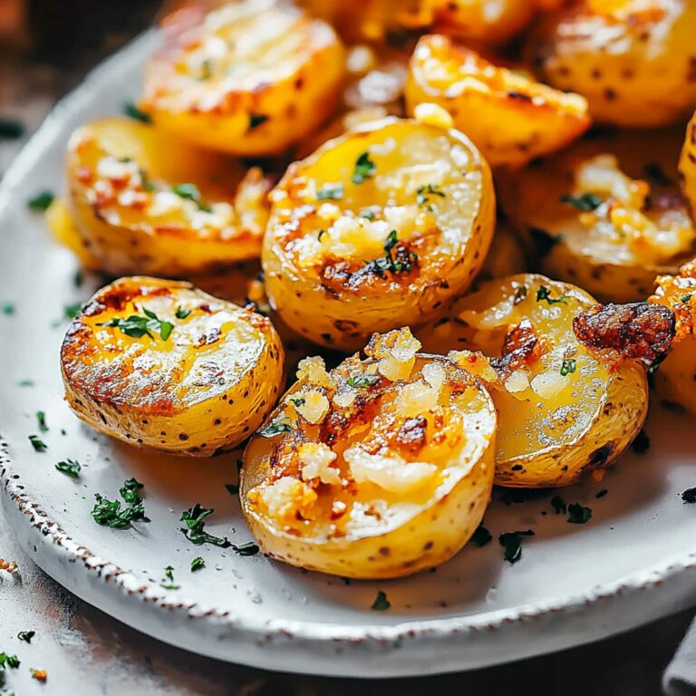 Easy Crispy Crushed Garlic Potatoes Recipe