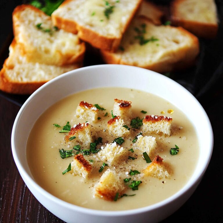 Creamy Garlic Bread Soup Recipe