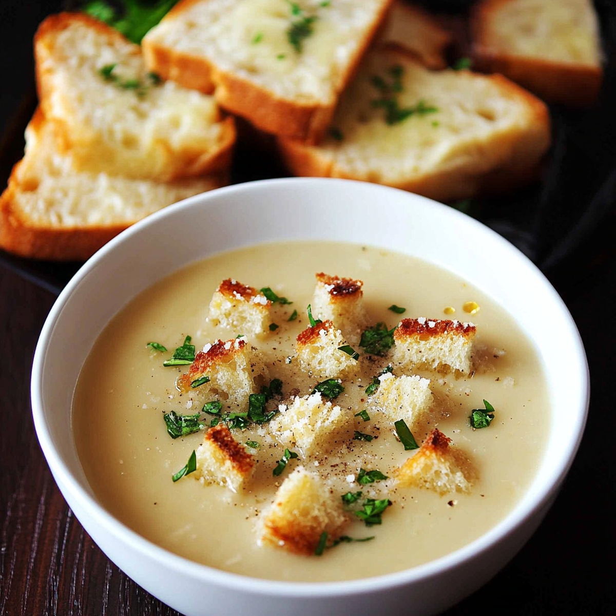 Creamy Garlic Bread Soup Recipe