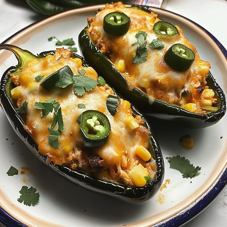Cheesy Chicken and Corn Stuffed Poblano Peppers Recipe