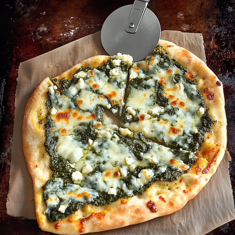 Gourmet Three Cheese Pesto Spinach Flatbread Pizza Recipe