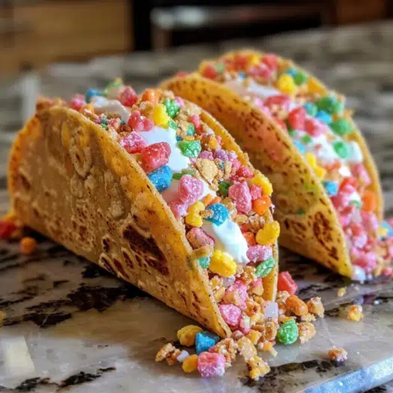 Colorful Fruity Pebbles Cheesecake Tacos Recipe