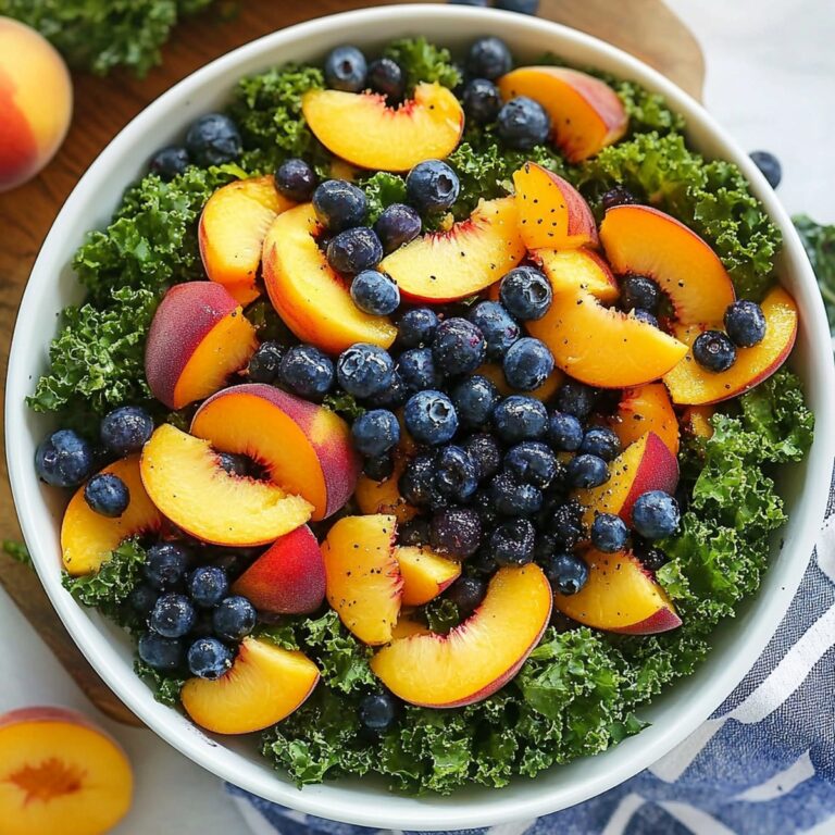 Summer Peach and Blueberry Kale Salad Recipe