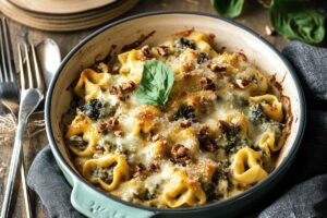 Creamy Gorgonzola Tortellini Casserole With Walnuts Recipe