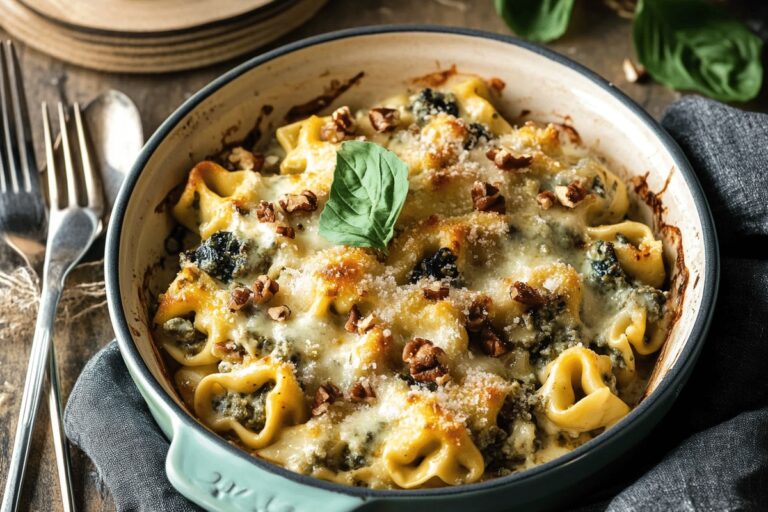 Creamy Gorgonzola Tortellini Casserole With Walnuts Recipe