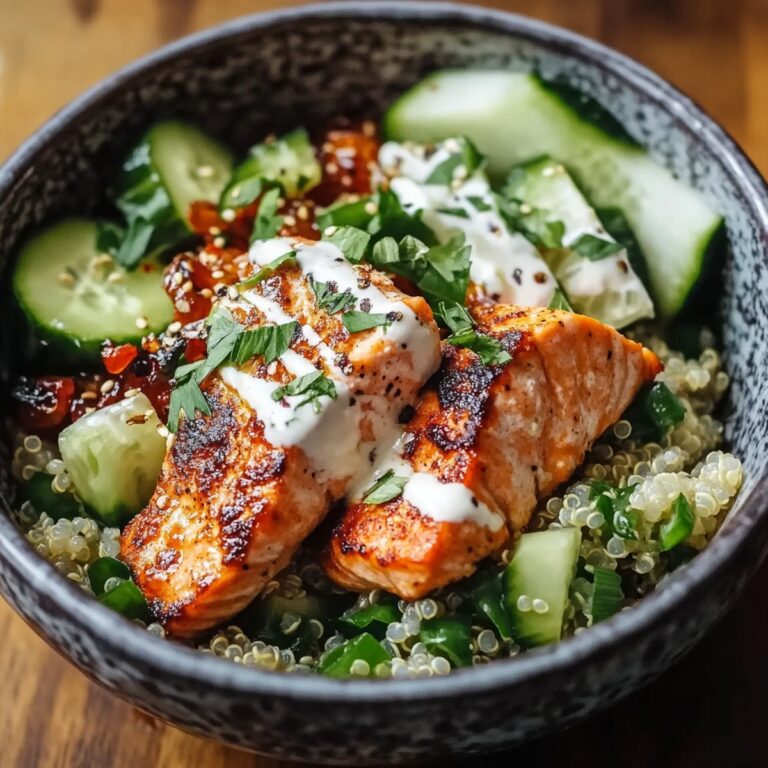 Spicy Honey Harissa Salmon Quinoa Bowls Recipe