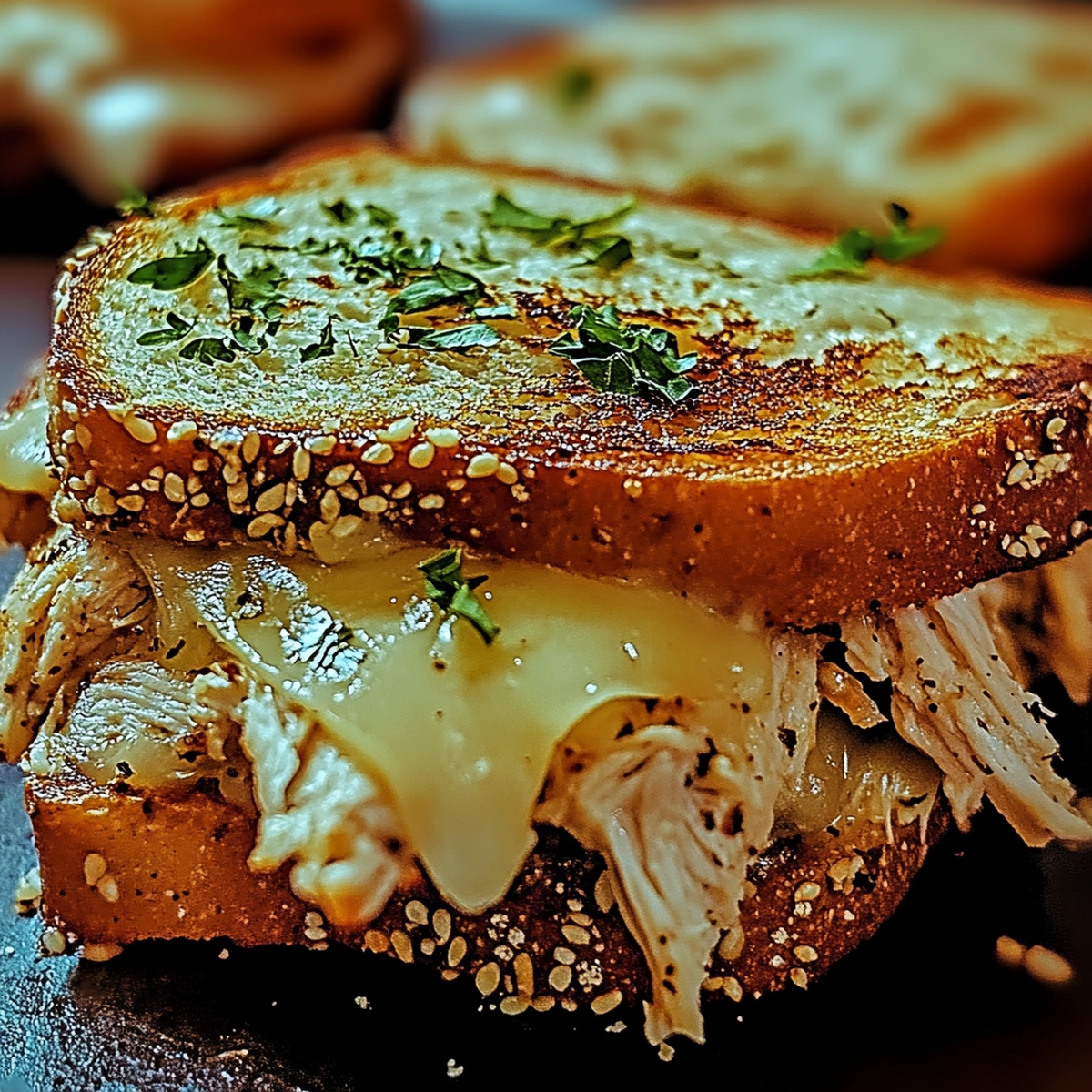 Cheesy Chicken Garlic Bread Sandwich Recipe