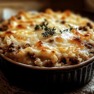 French Onion Ground Beef and Rice Casserole Recipe
