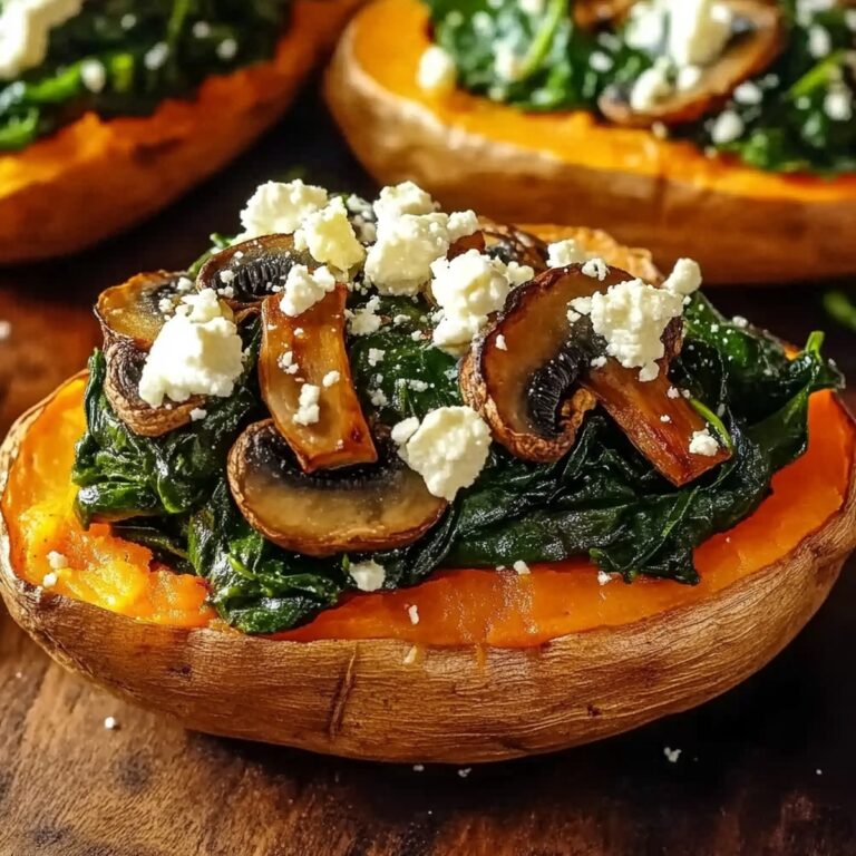 Hearty Stuffed Sweet Potatoes with Spinach, Mushroom, and Feta Recipe