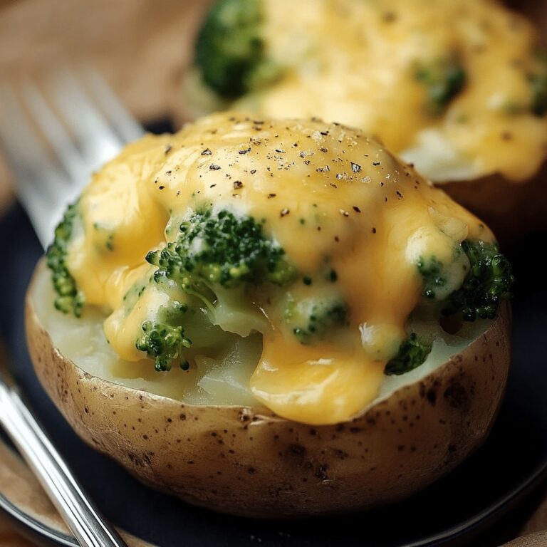 Crispy Baked Potatoes with Cheesy Broccoli Sauce Recipe