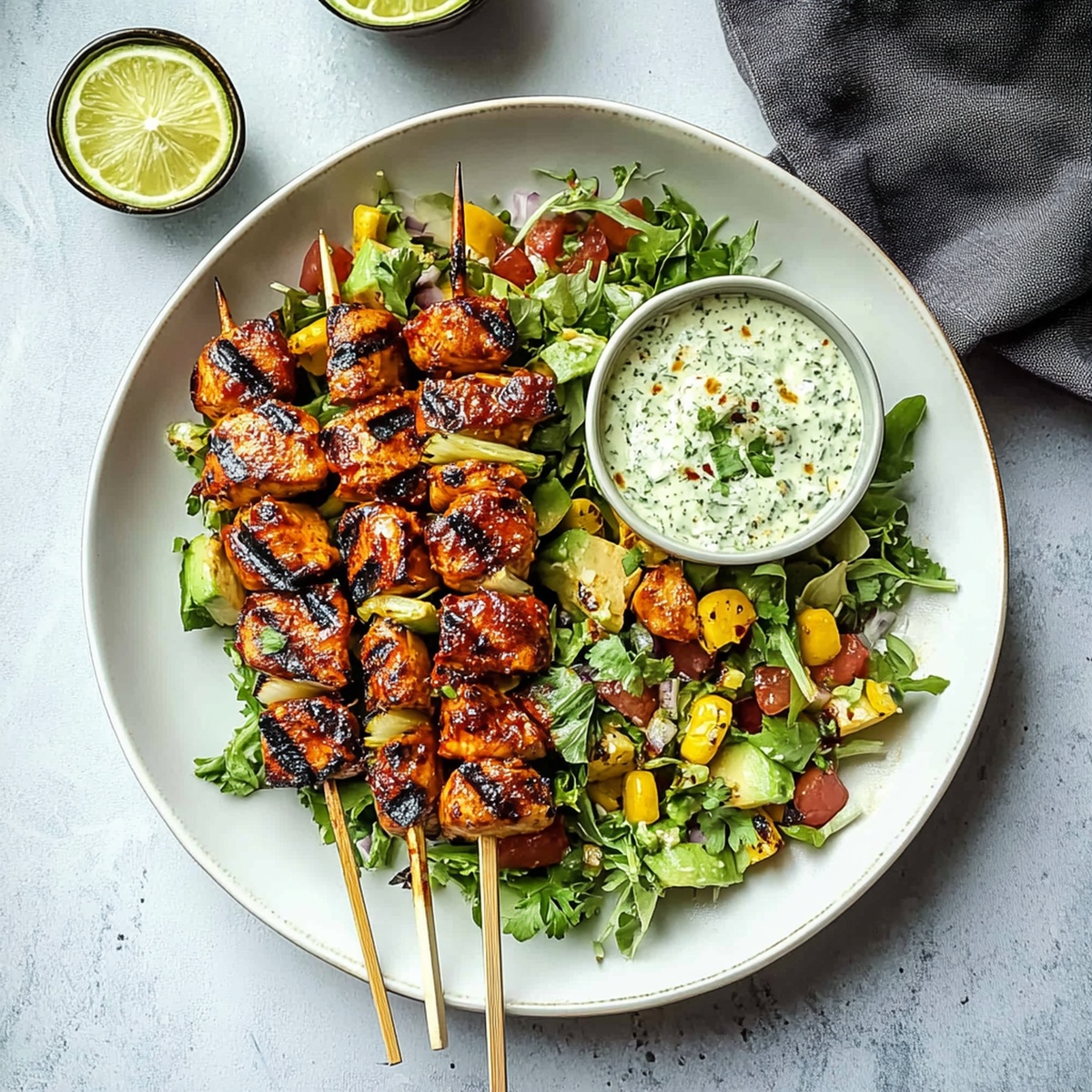 Bbq Chicken Skewer Salad Recipe