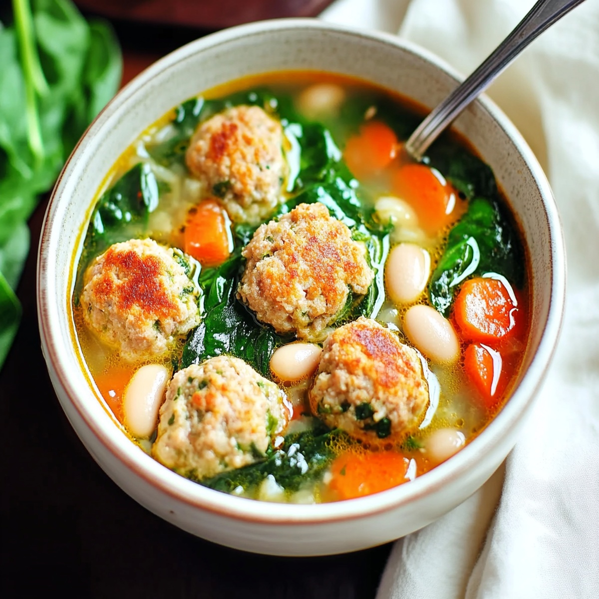 Spinach and White Bean Meatball Soup Recipe
