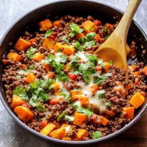 Southwest Ground Beef and Sweet Potato Skillet Recipe
